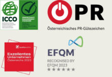ICCO CMS, Österreichisches PR-Gütezeichen, Exzellentes Unternehmen Österreichs 2023, Recognised by EFQM 2023